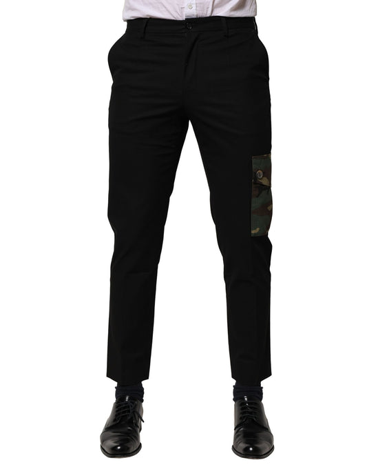 Pantalones cargo negros de algodón para hombre