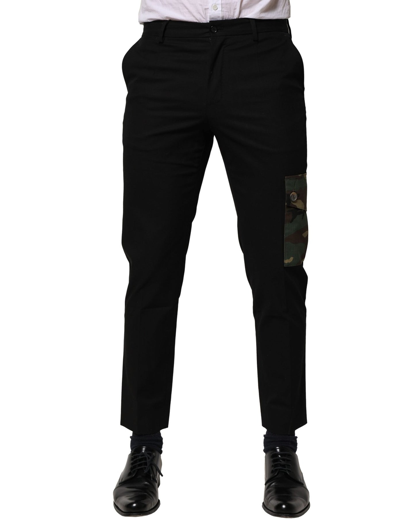 Pantalones cargo negros de algodón para hombre