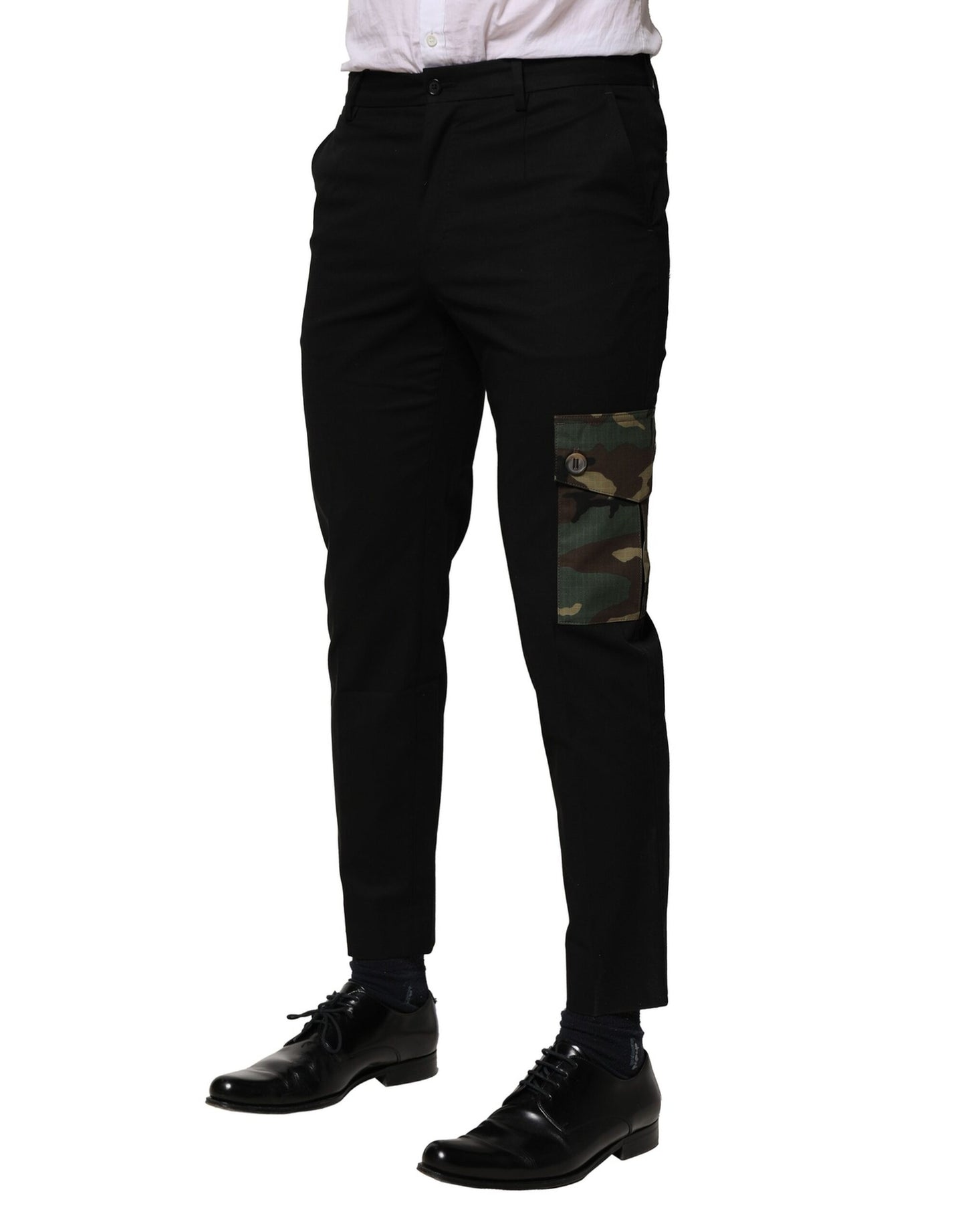 Pantalones cargo negros de algodón para hombre