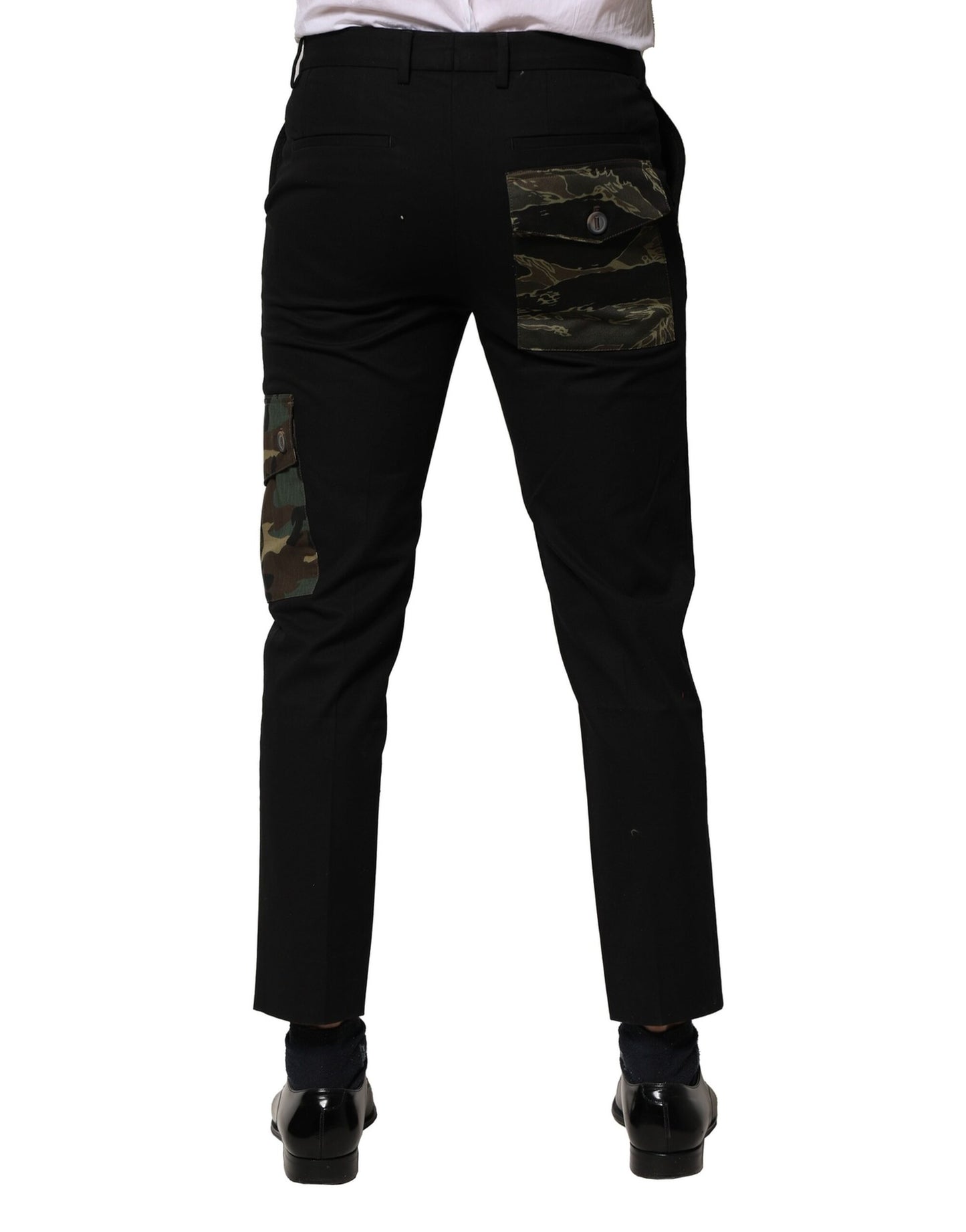 Pantalones cargo negros de algodón para hombre