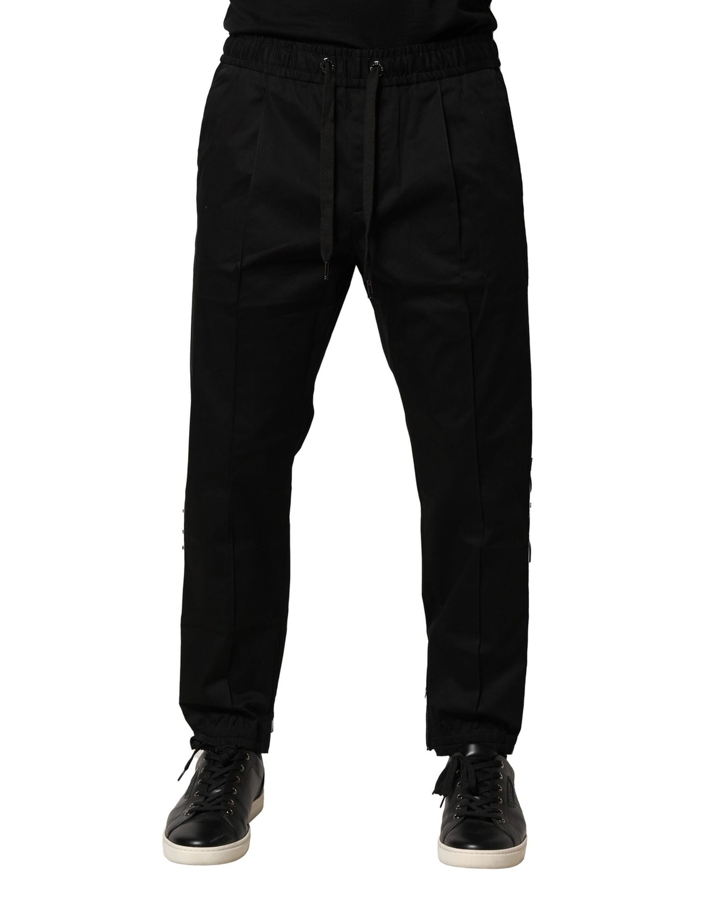 Pantalones deportivos de cintura media de algodón negro
