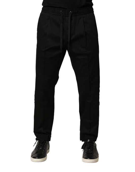 Pantalones deportivos de cintura media de algodón negro