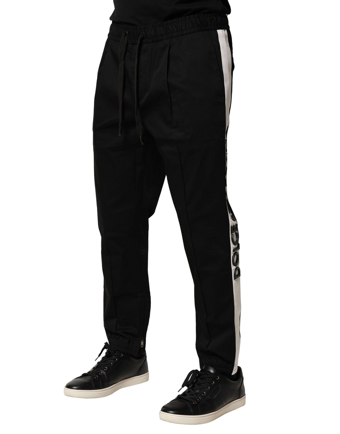 Pantalones deportivos de cintura media de algodón negro