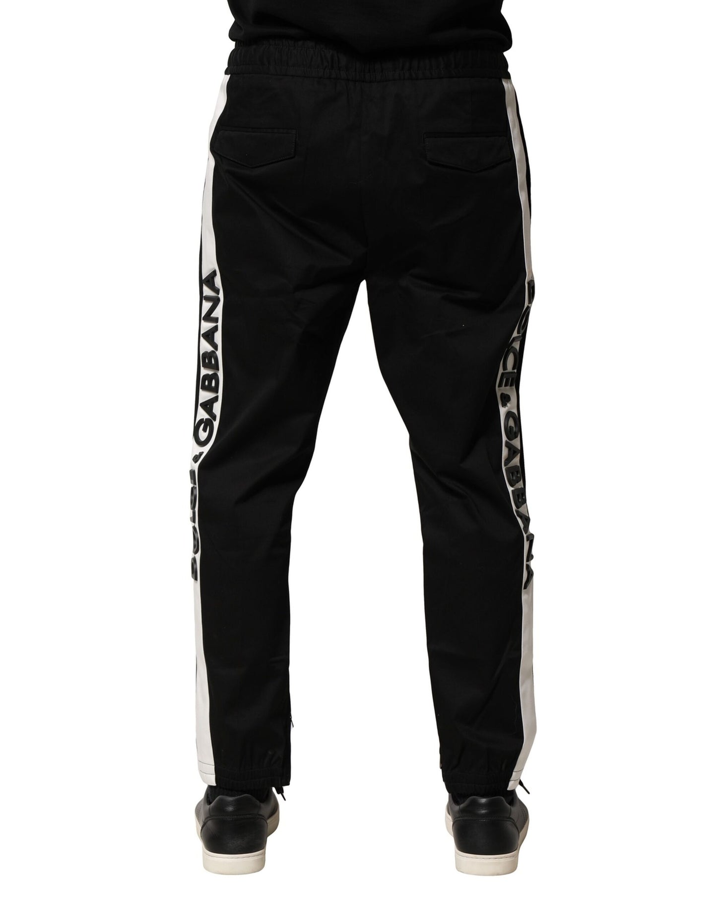 Pantalones deportivos de cintura media de algodón negro