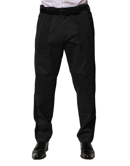 Pantalones formales ajustados de algodón negro