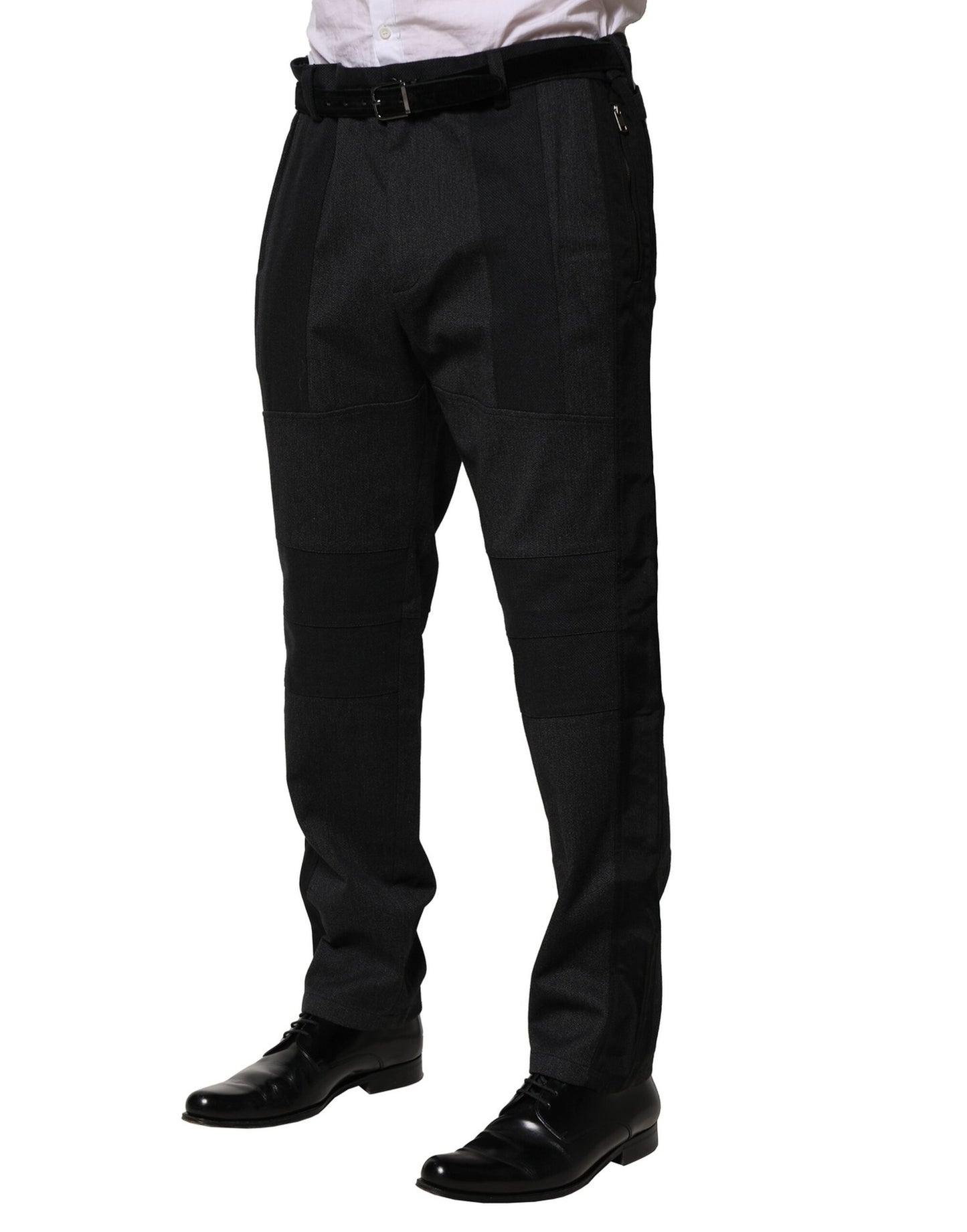Pantalones formales ajustados de algodón negro