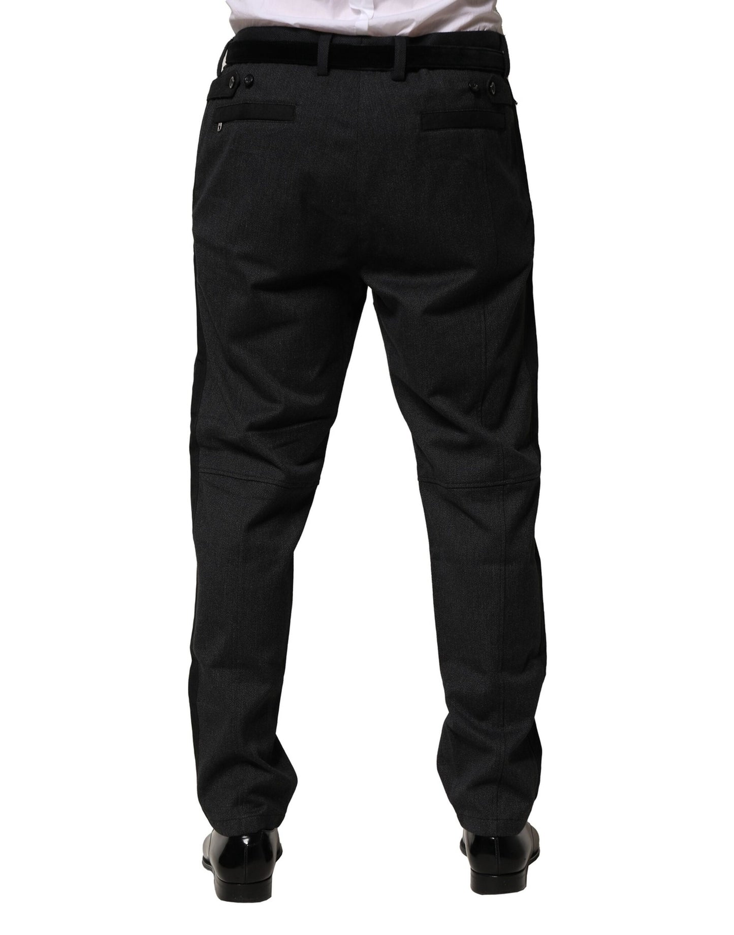 Pantalones formales ajustados de algodón negro