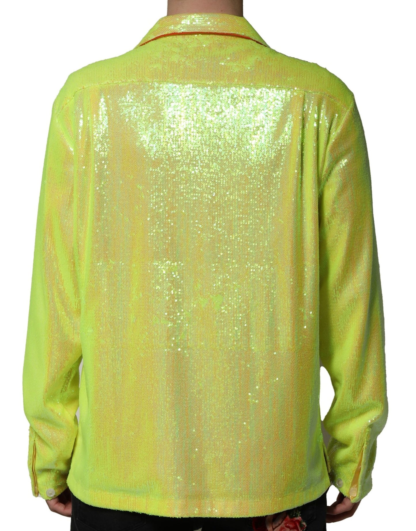 Camisa informal de poliéster con lentejuelas amarillas