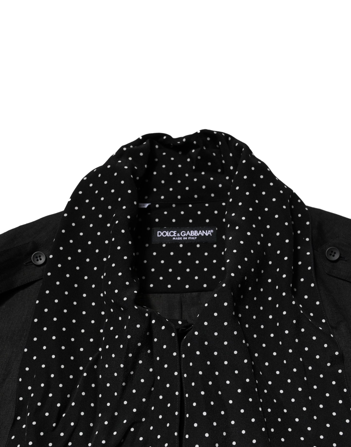 Camisa informal de lino y seda con lunares negros para hombre