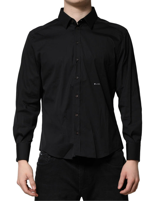 Camisa formal de vestir para hombre de algodón negro SARTORIA