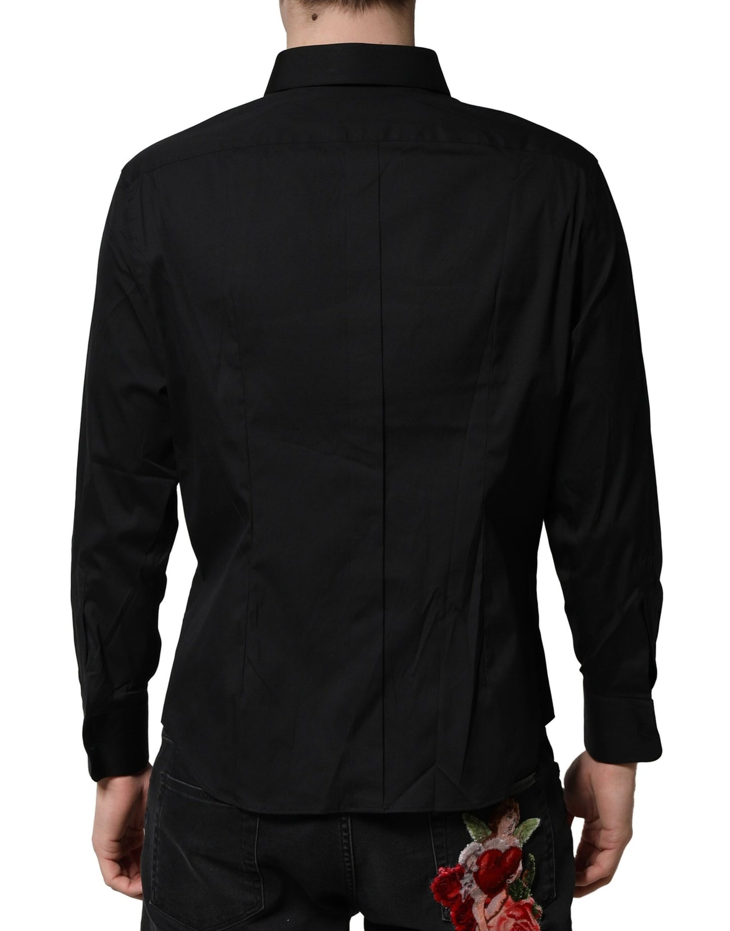 Camisa formal de vestir para hombre de algodón negro SARTORIA