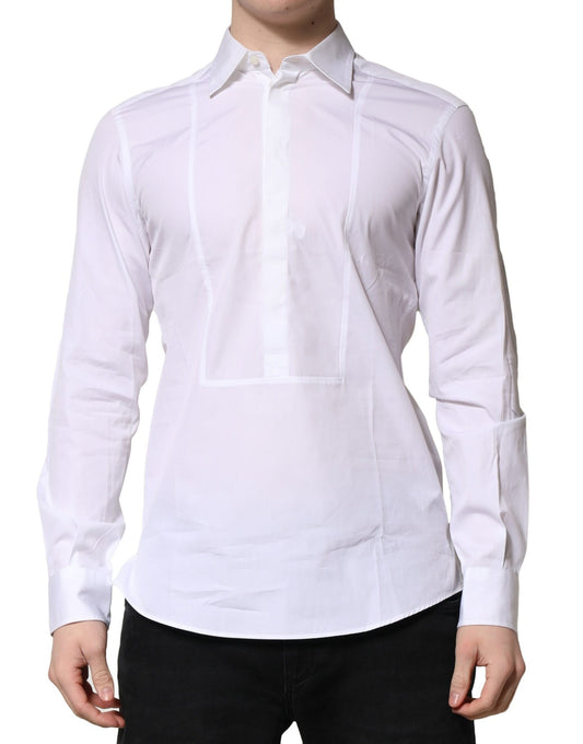 Camisa formal de popelina de algodón blanca para hombre