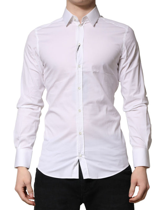 Camisa formal de vestir para hombre de algodón blanco dorado