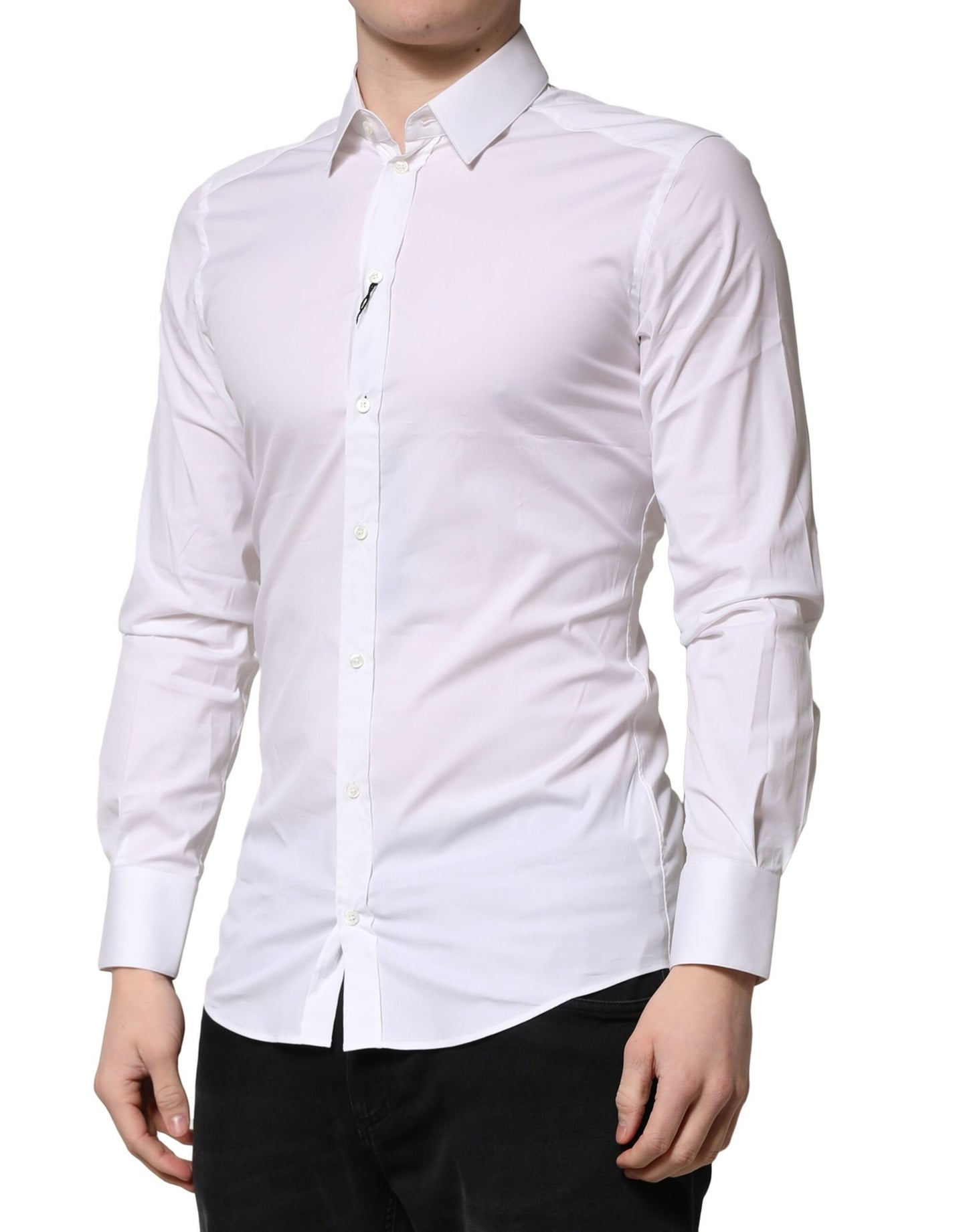 Chemise habillée en coton blanc doré pour homme