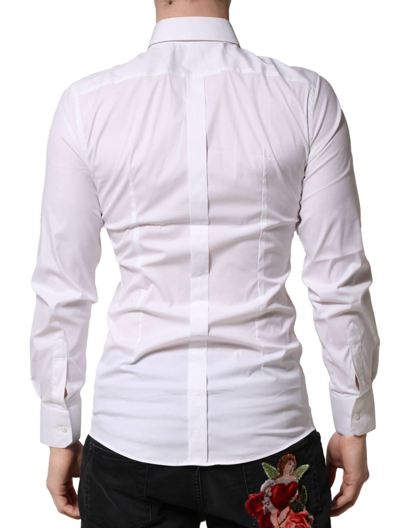 Chemise habillée en coton blanc doré pour homme