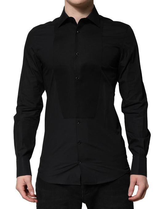 Camisa formal de manga larga negra dorada