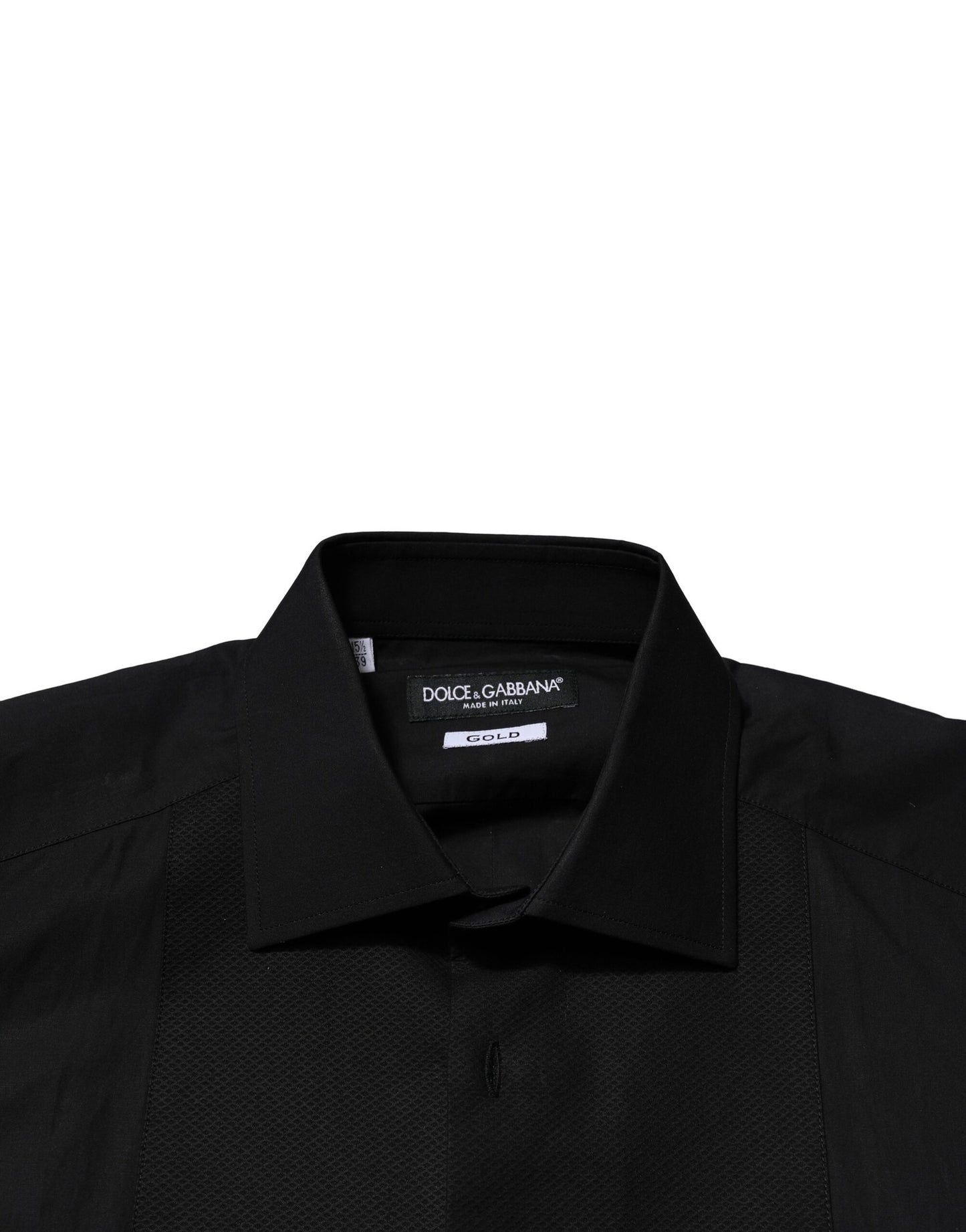 Chemise habillée à manches longues noire et dorée