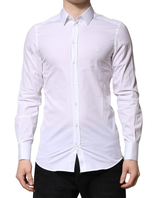 Camisa formal de vestir para hombre de manga larga en color blanco dorado