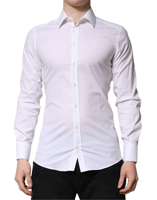 Camisa formal de vestir para hombre de manga larga en color blanco dorado