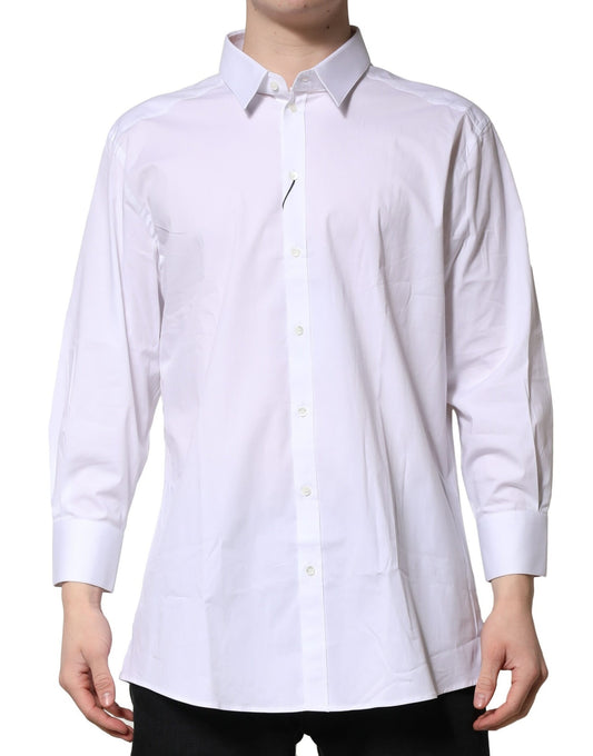 Camisa formal de manga larga blanca dorada