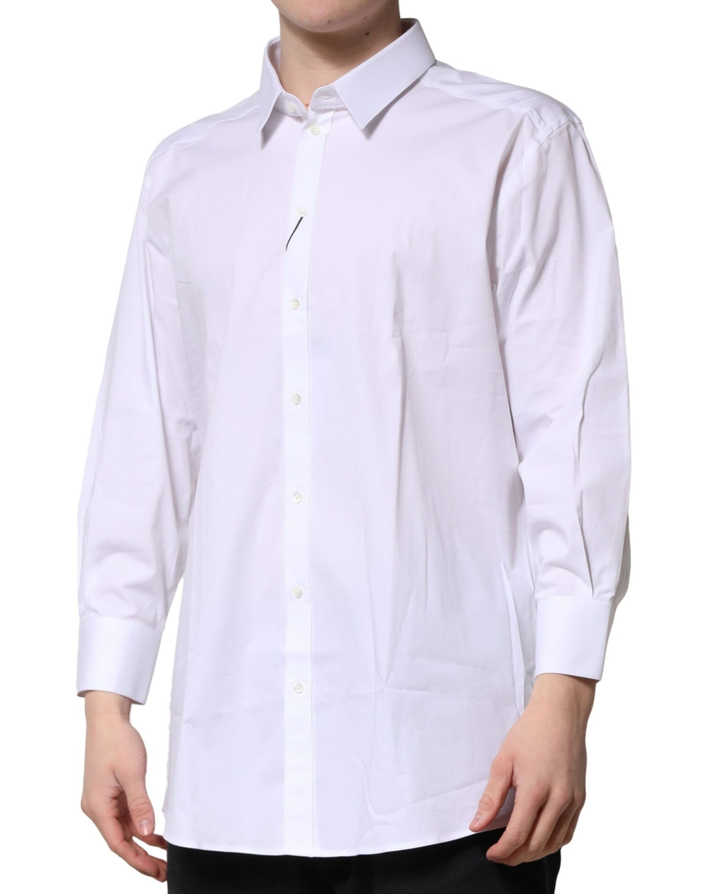 Camisa formal de manga larga blanca dorada