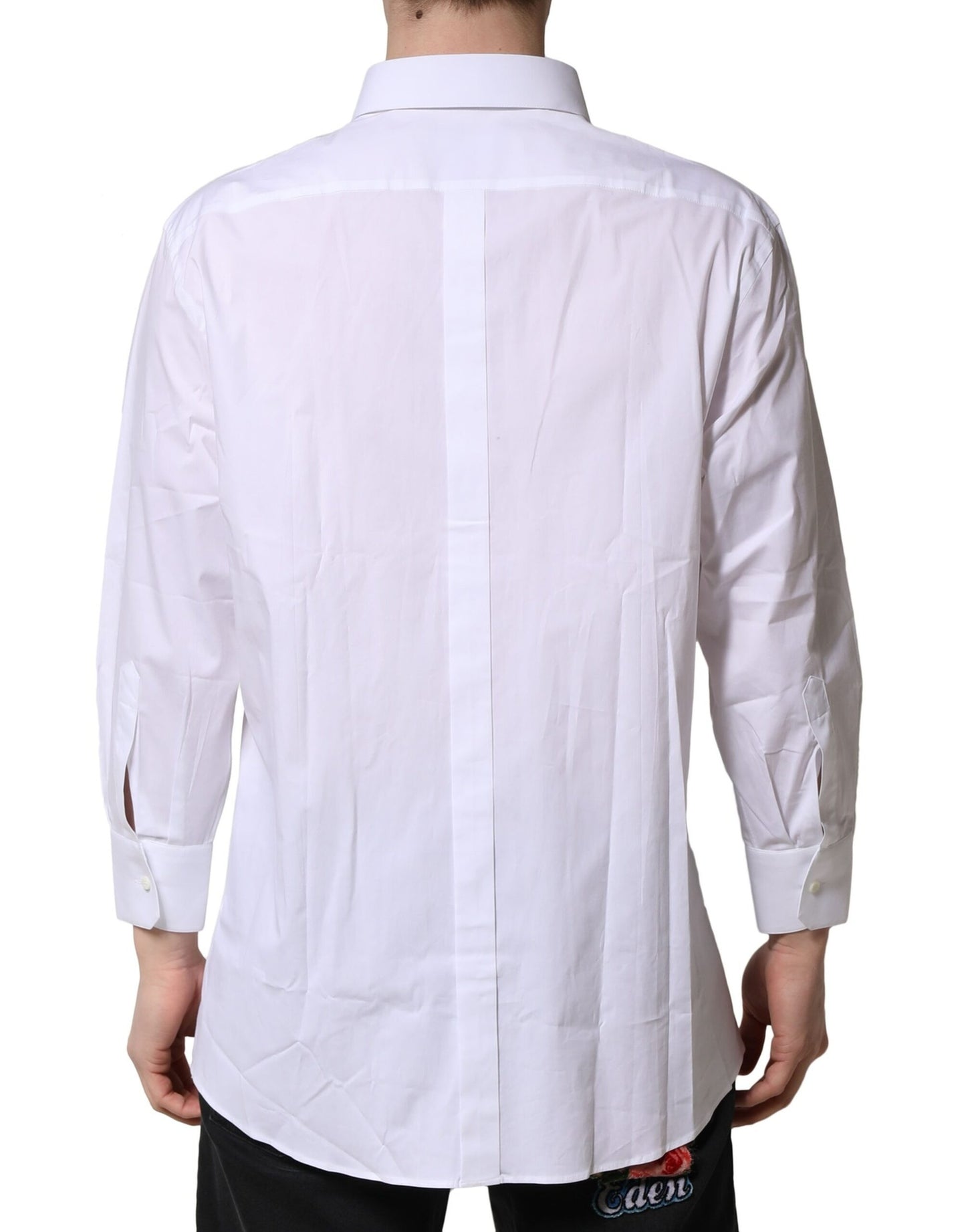 Camisa formal de manga larga blanca dorada