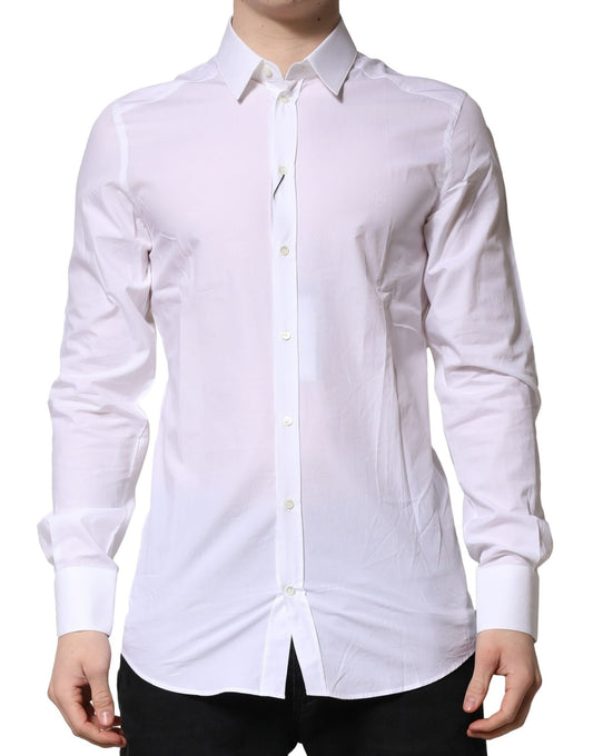 Camisa formal de manga larga blanca dorada