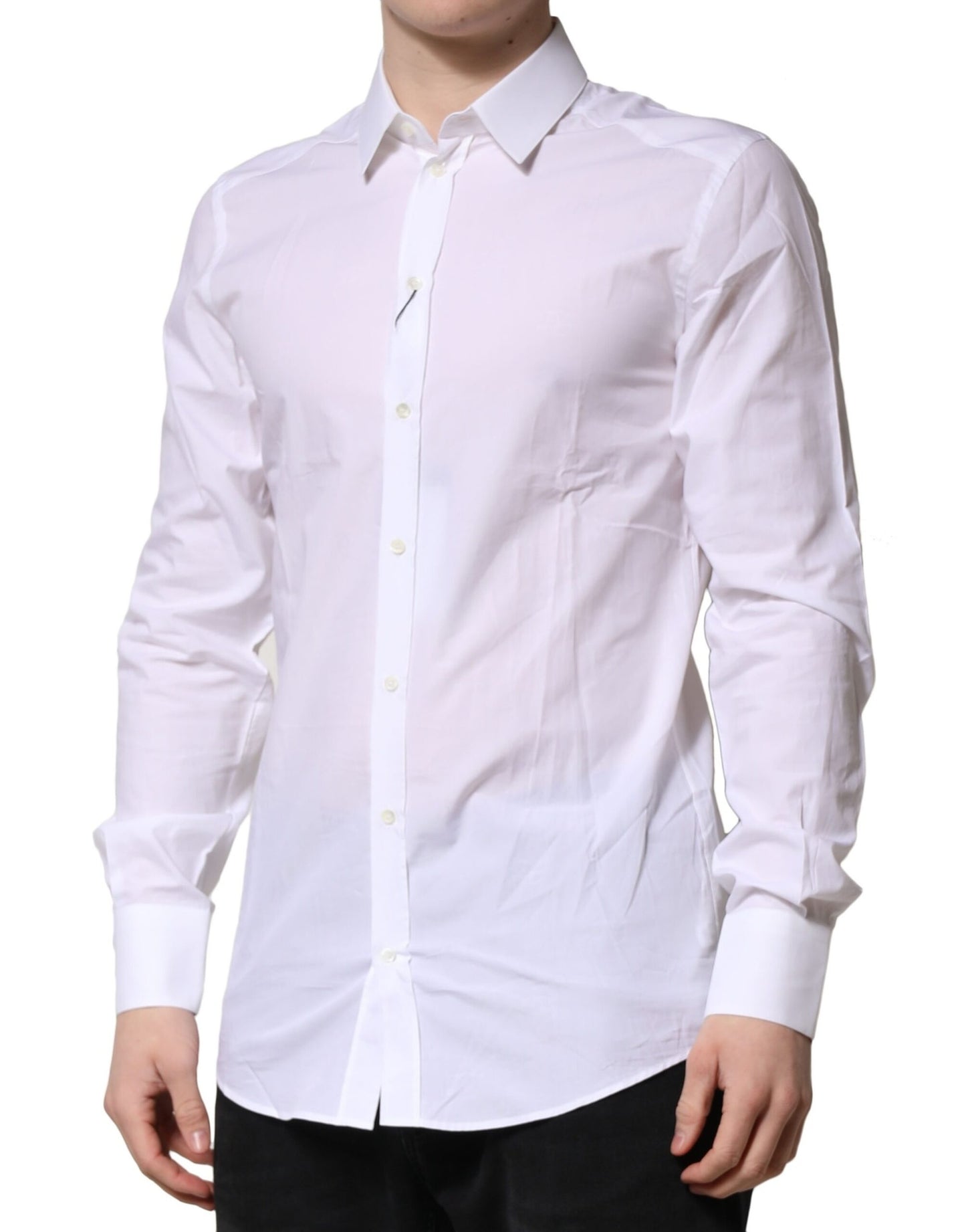 Camisa formal de manga larga blanca dorada