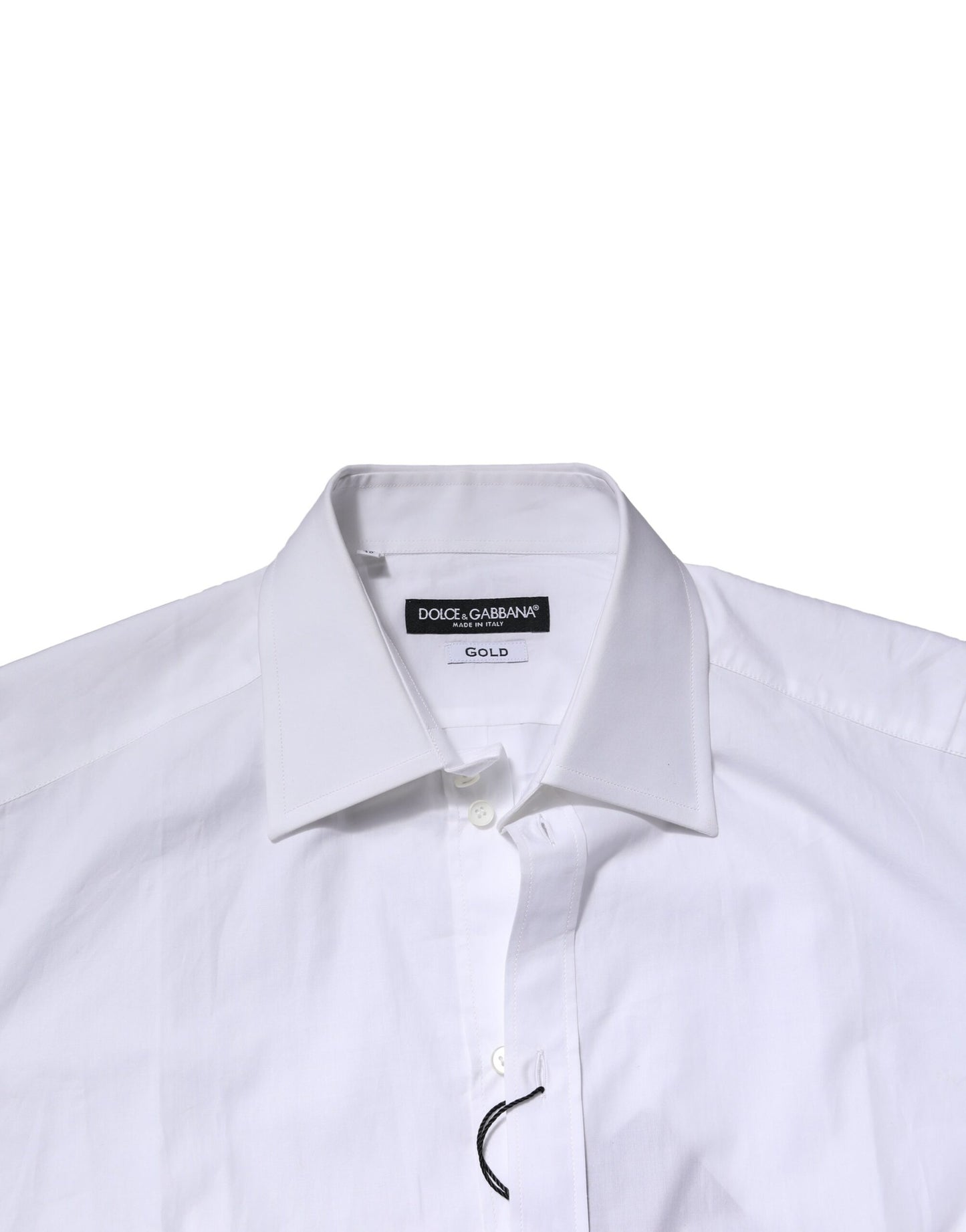 Camisa formal de manga larga de algodón blanco dorado