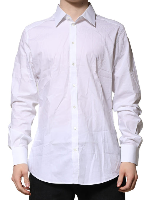 Camisa formal de manga larga blanca dorada