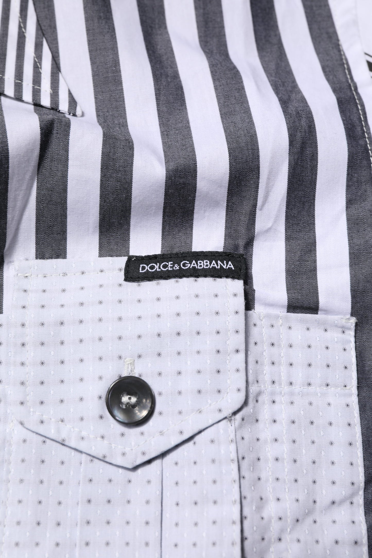 Camisa casual de algodón a rayas blancas y grises para hombre