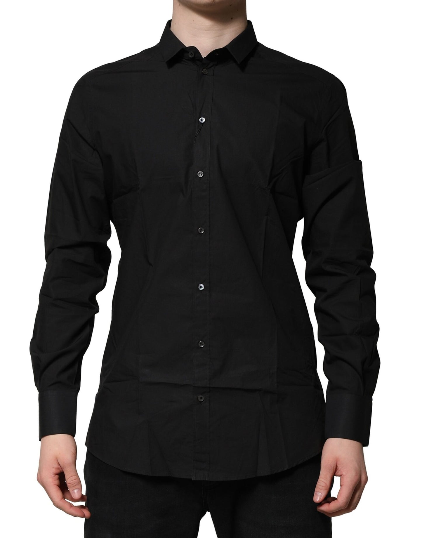 Camisa formal de manga larga negra dorada