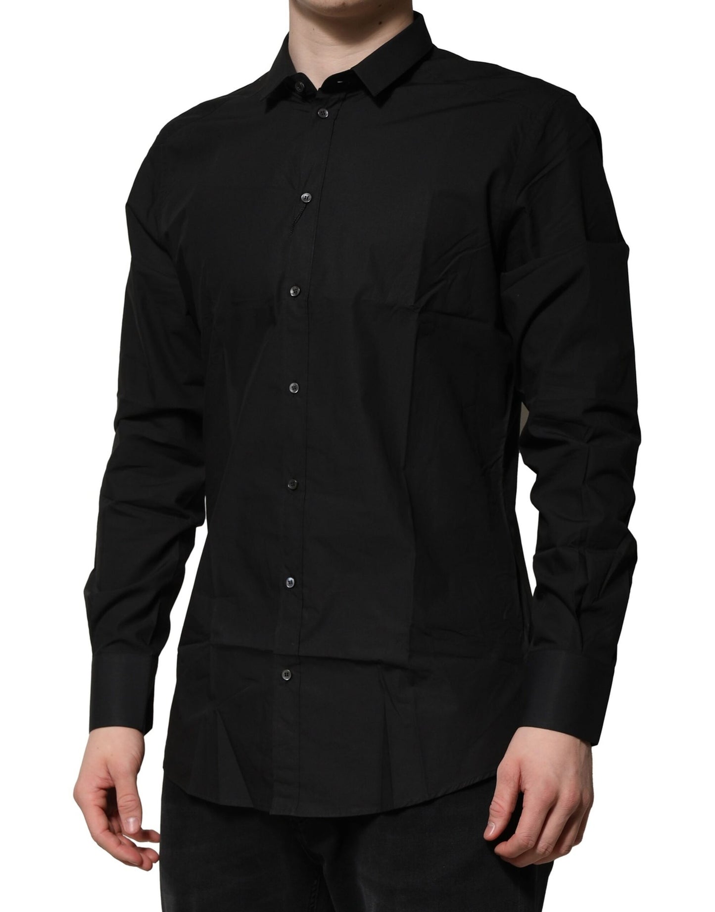 Camisa formal de manga larga negra dorada