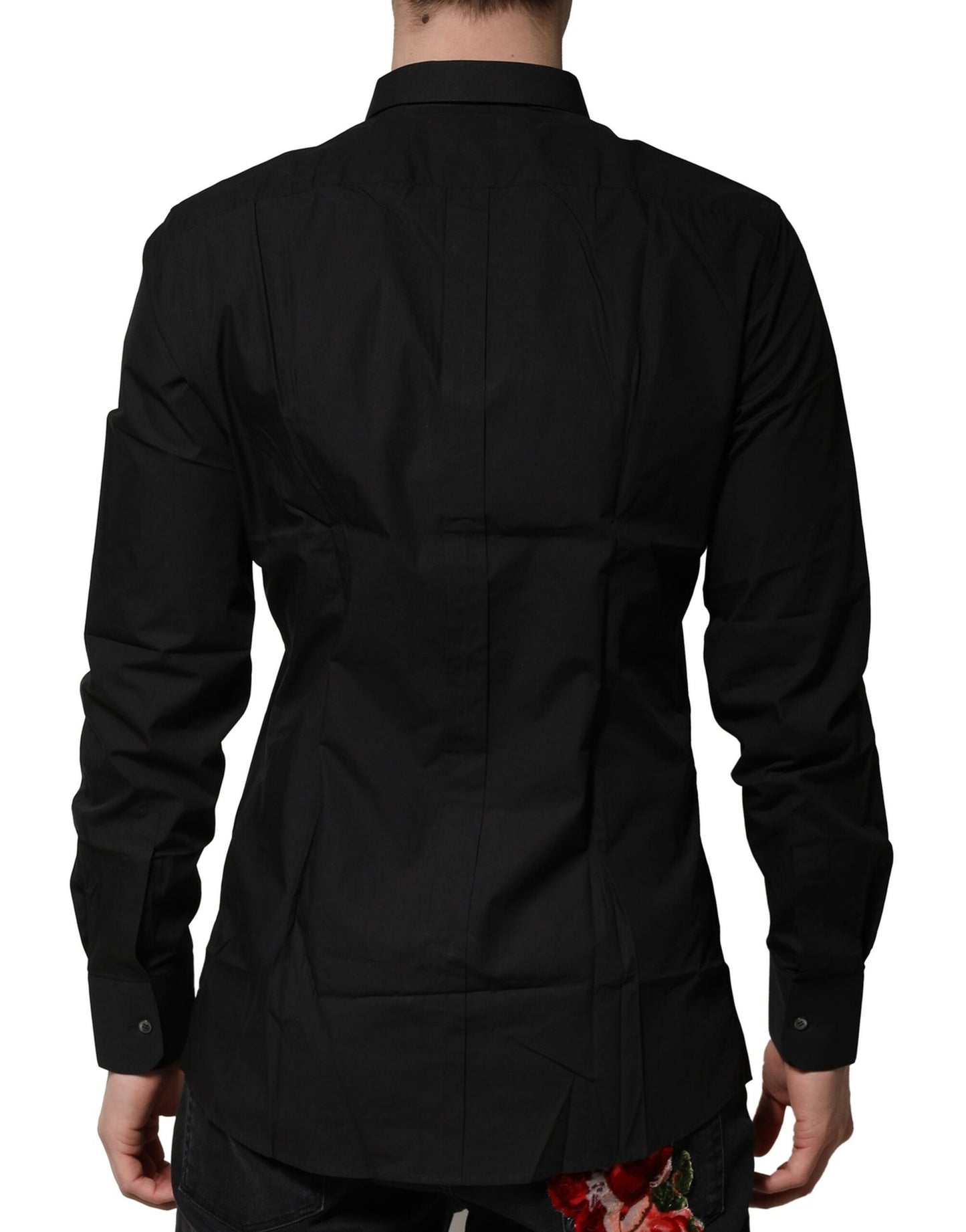 Camisa formal de manga larga negra dorada