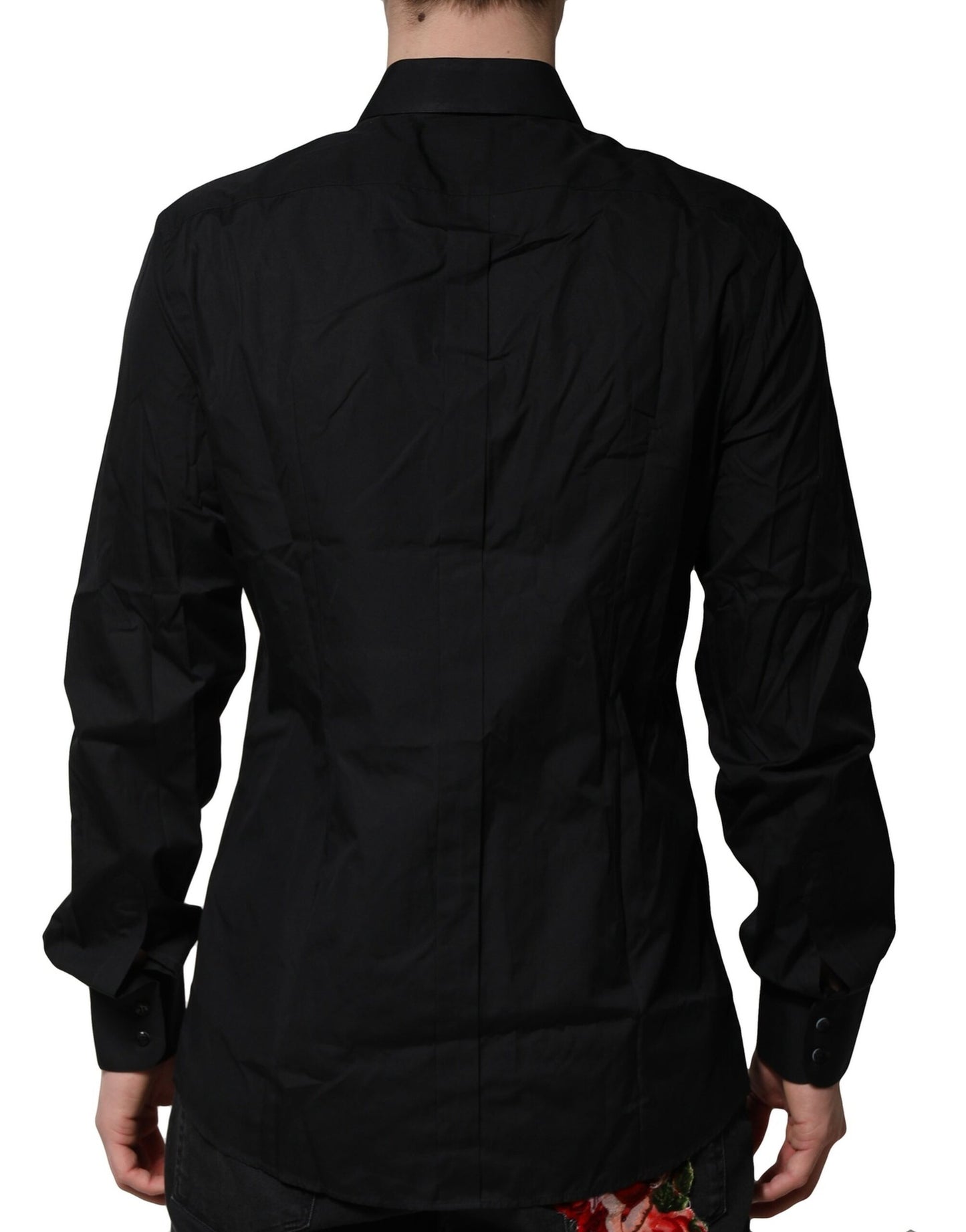 Camisa formal de vestir para hombre de algodón negro dorado