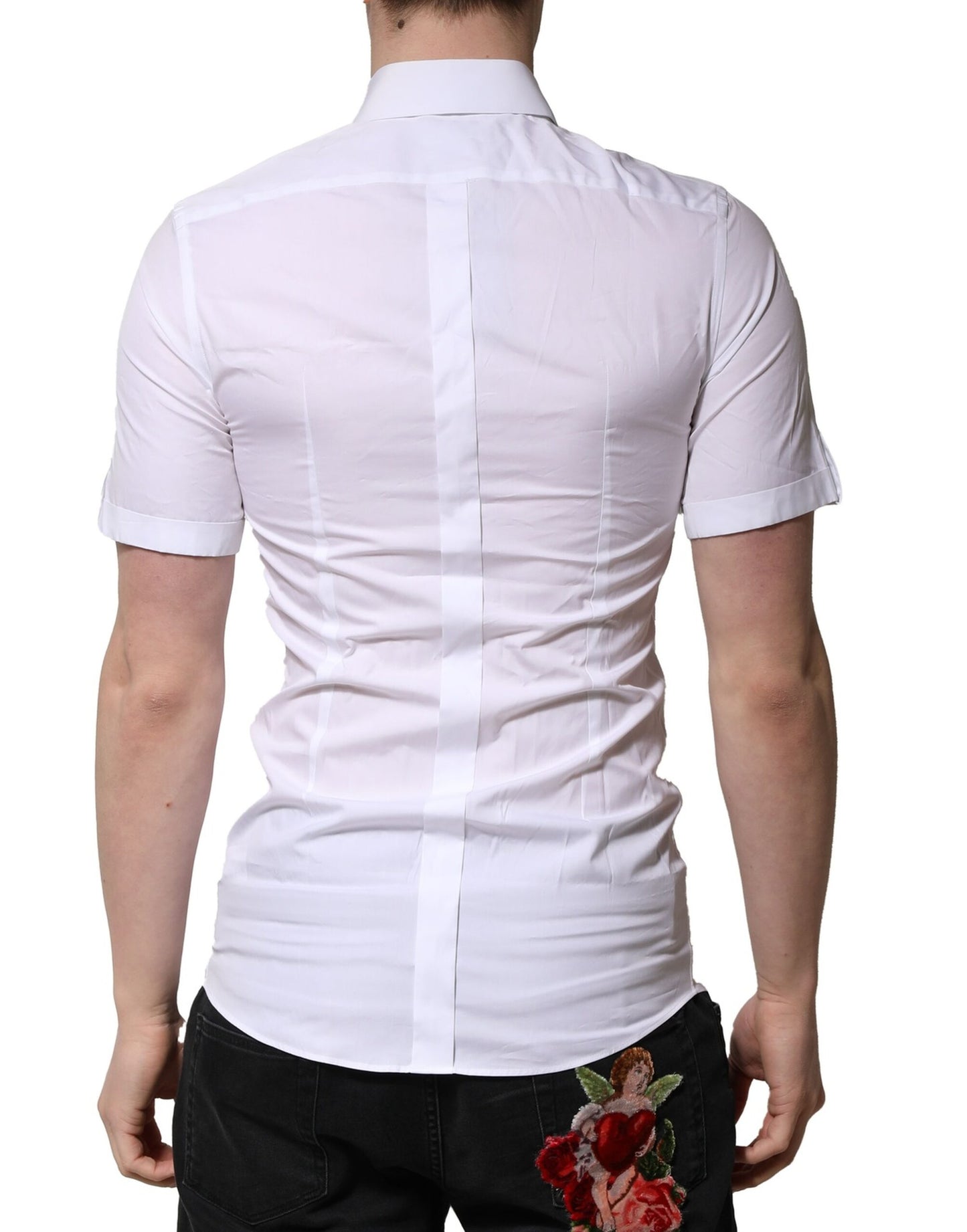 Camisa informal de algodón blanco de manga corta GOLD