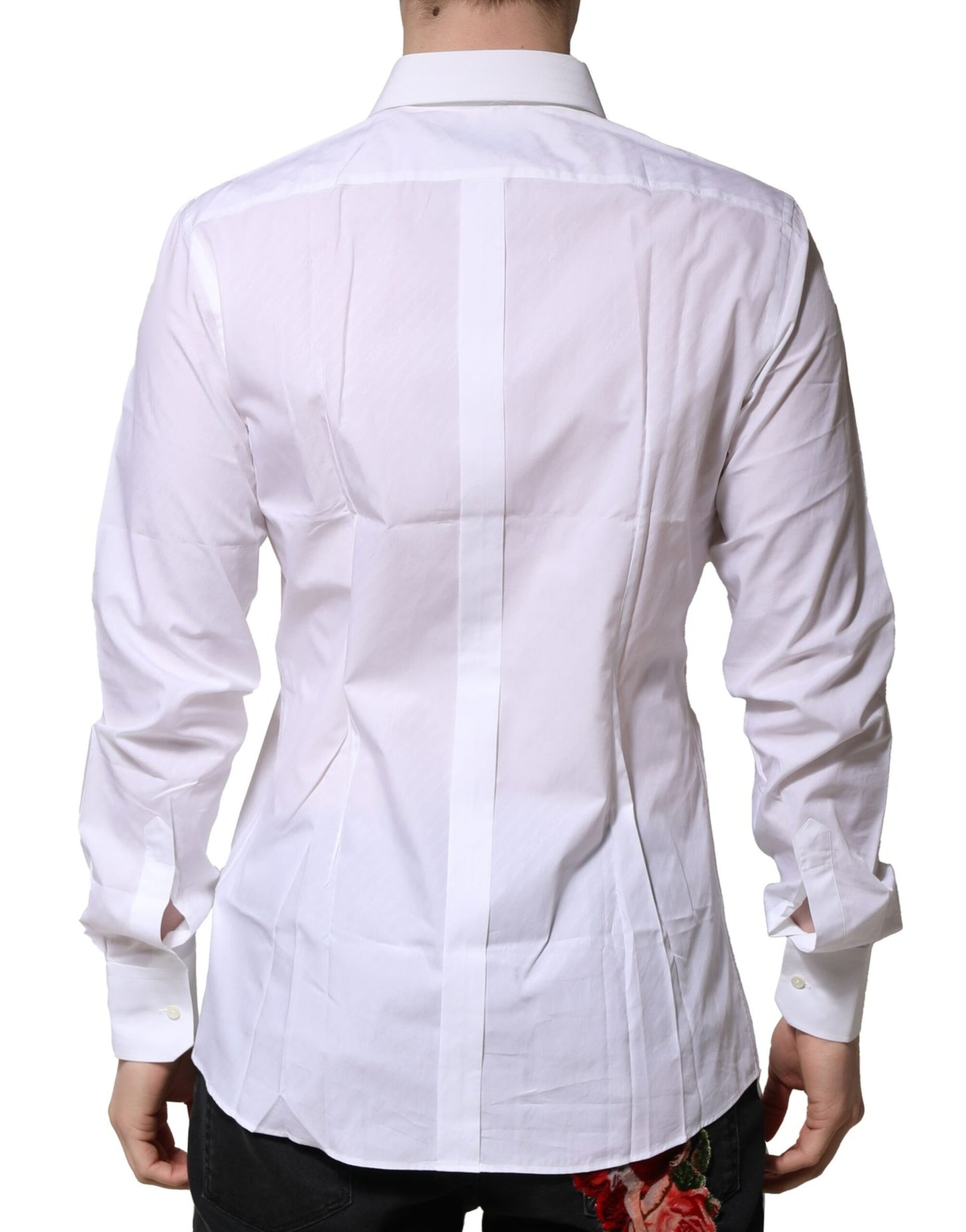 Camisa formal de vestir para hombre de manga larga en color blanco dorado