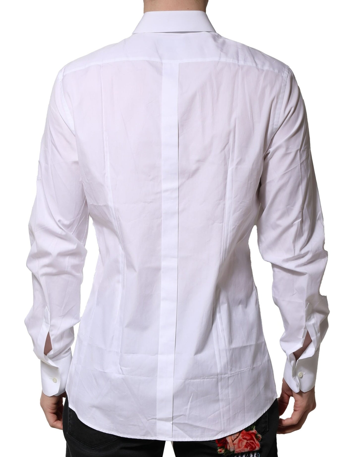 Camisa formal de vestir para hombre de algodón blanco dorado