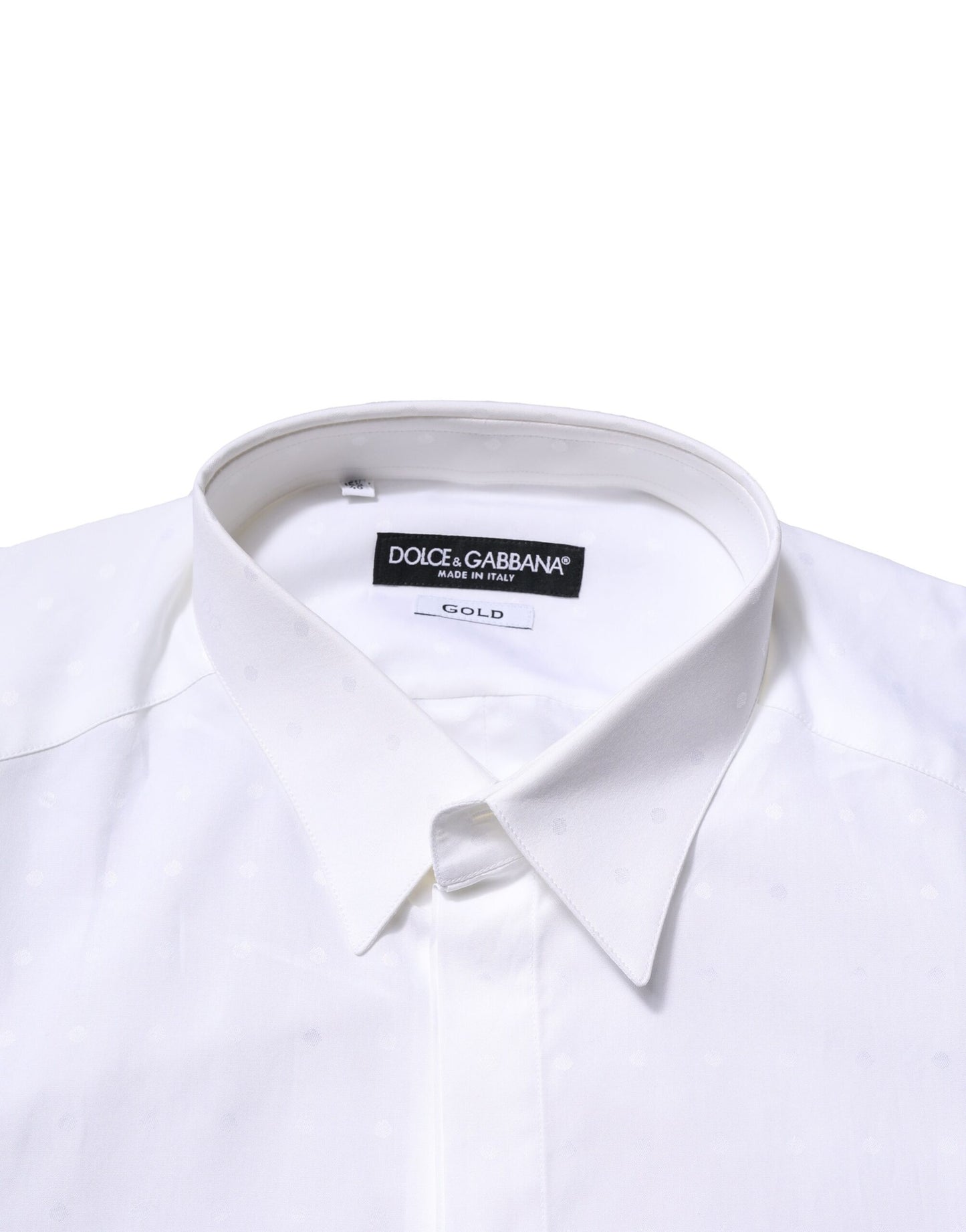 Camisa formal de manga larga de algodón blanco dorado