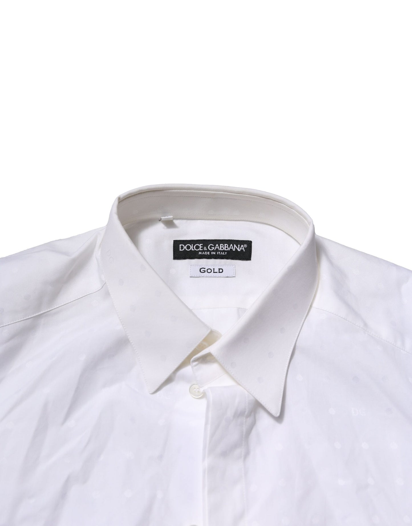 Camisa formal de manga larga para hombre, color blanco y dorado