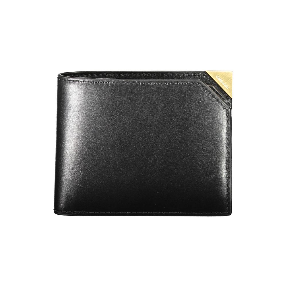 Cartera de cuero negro para hombre