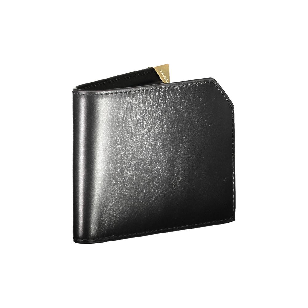Cartera de cuero negro para hombre
