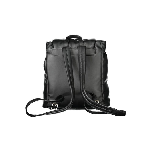 Sac à dos noir en polyester pour femme