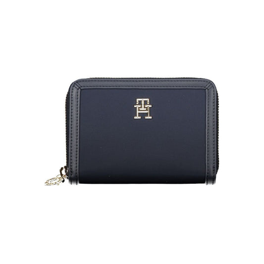 Cartera azul elegante con múltiples compartimentos