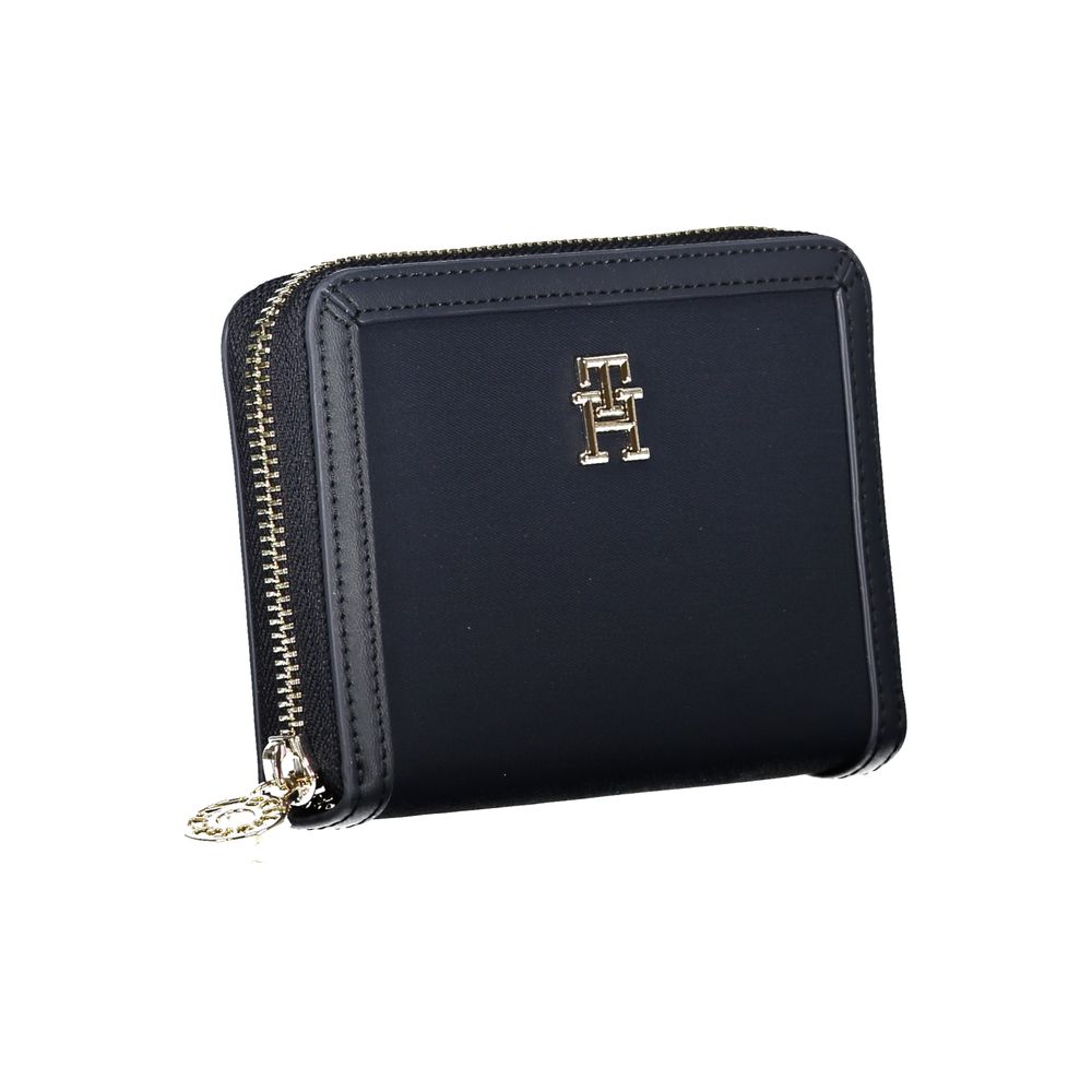 Cartera azul elegante con múltiples compartimentos