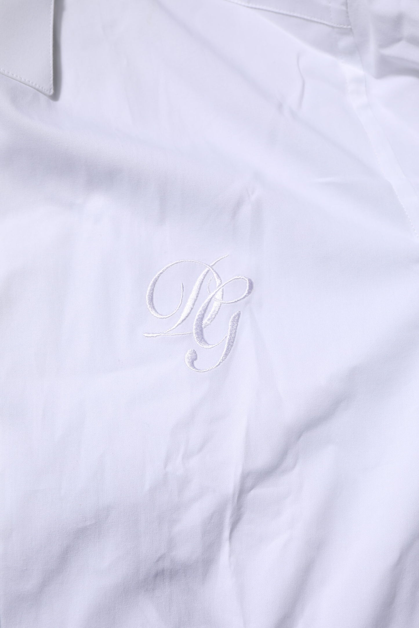 Camisa formal de manga larga de algodón blanco dorado