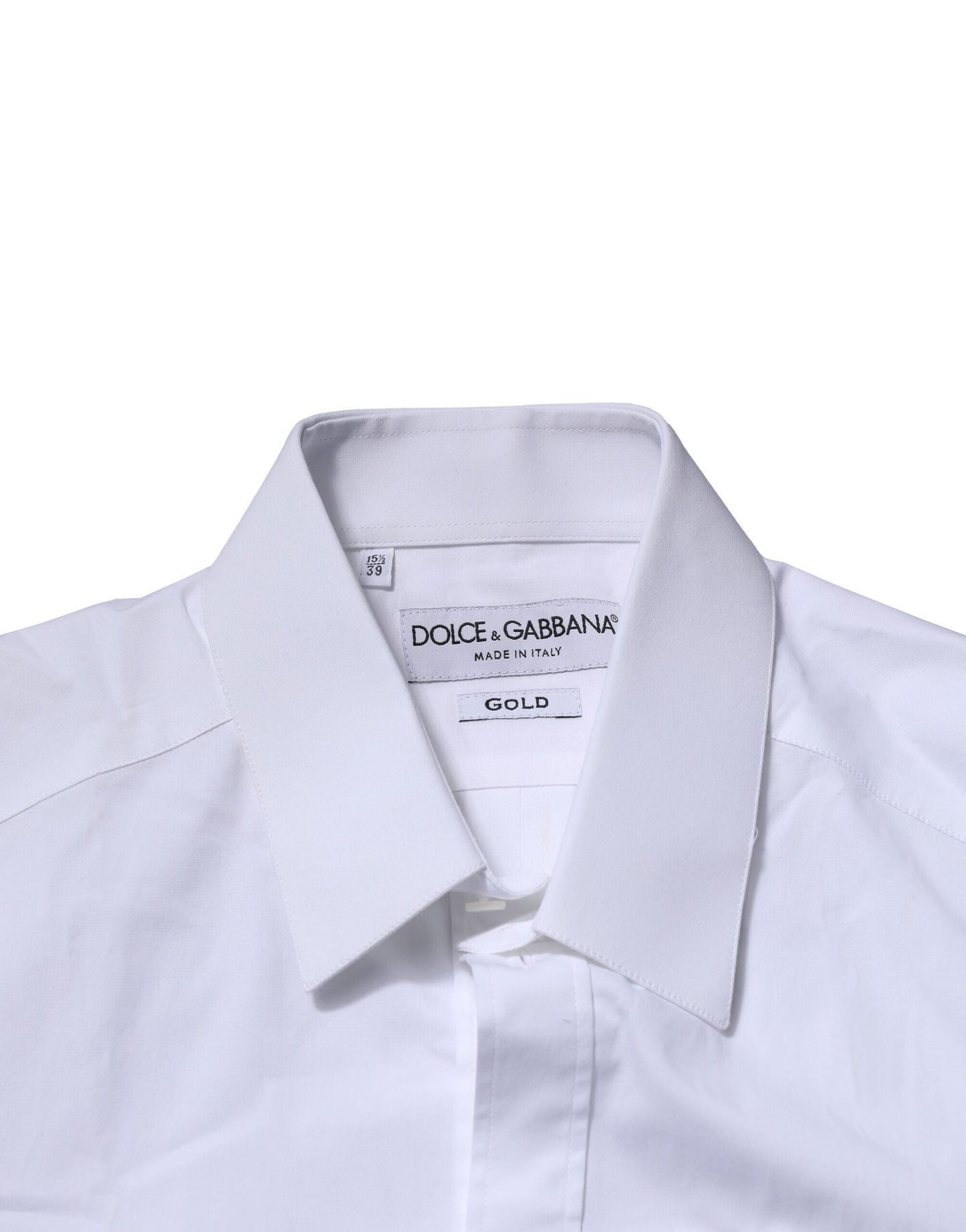 Camisa formal de manga larga de algodón blanco dorado