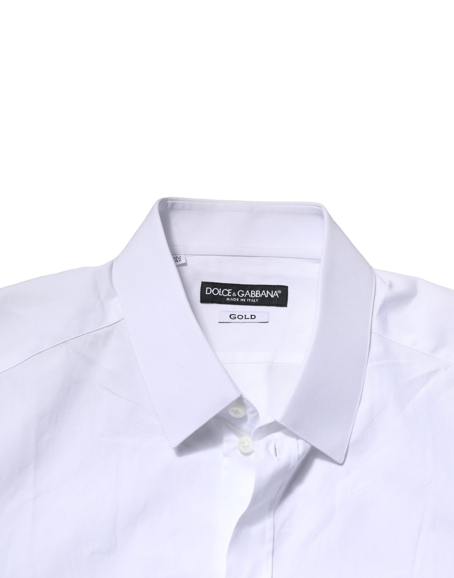 Camisa formal de manga larga de algodón blanco dorado