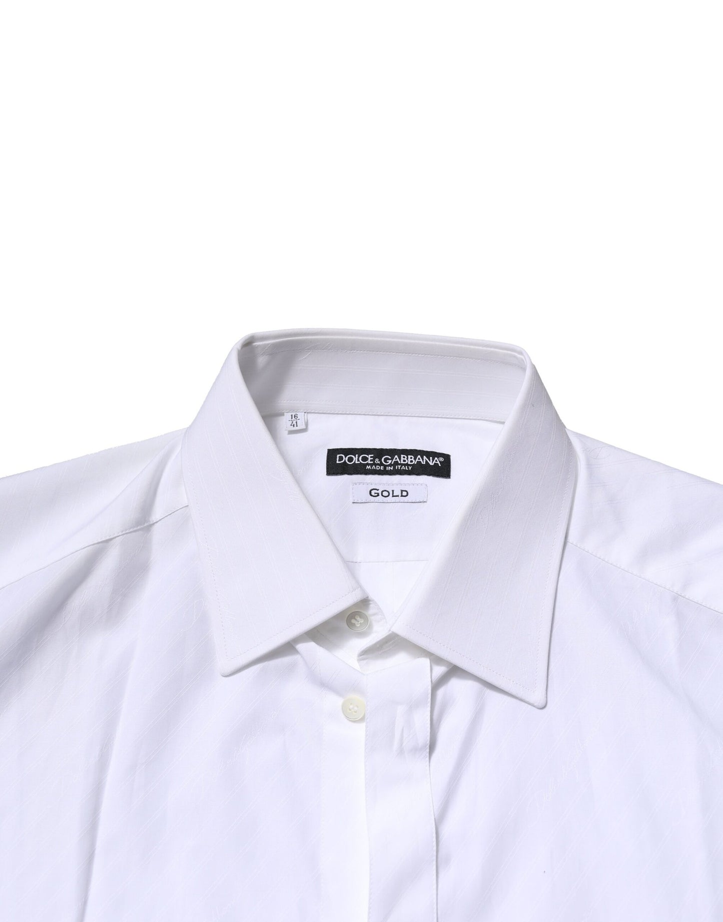 Camisa formal de manga larga de algodón blanco dorado
