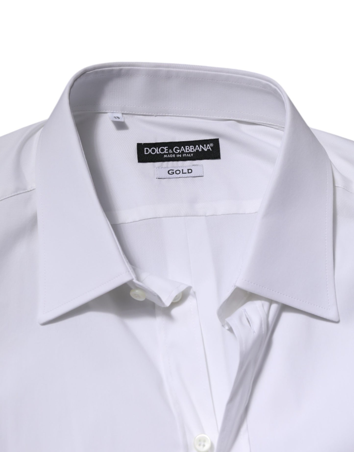 Camisa formal de manga larga de algodón blanco dorado